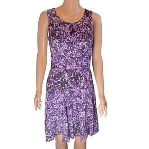 Diane von Furstenberg DVF Clara Dress Purple Leopard Print Size 2 Knee Length